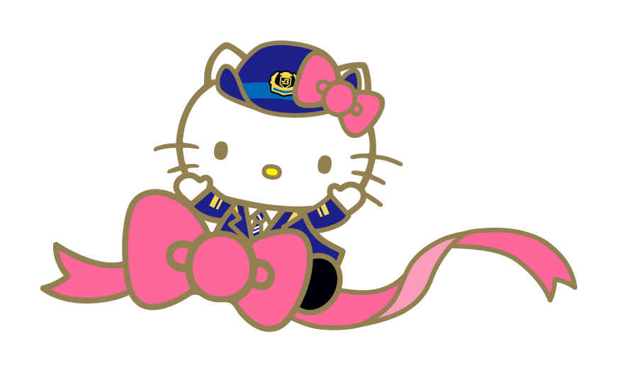 リボンに座るハローキティ